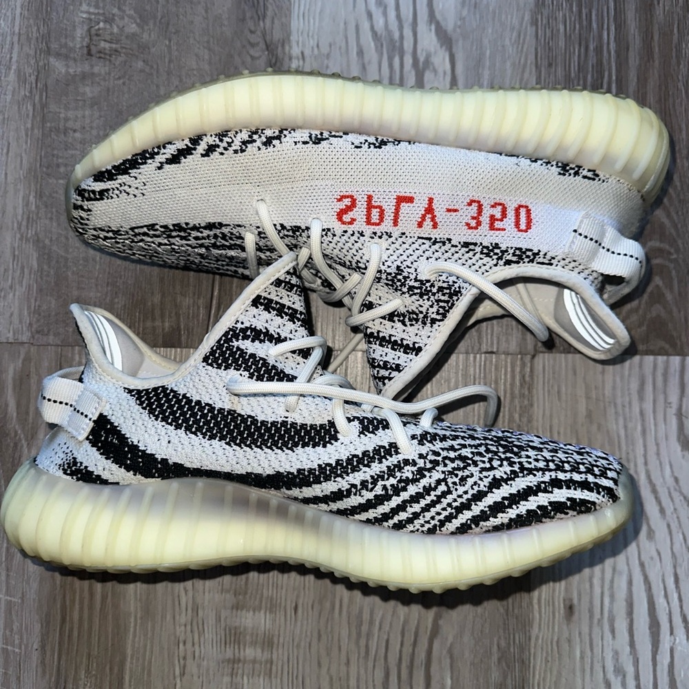 Yeezy Boost 350 V2 Zebra White Black with Red Script